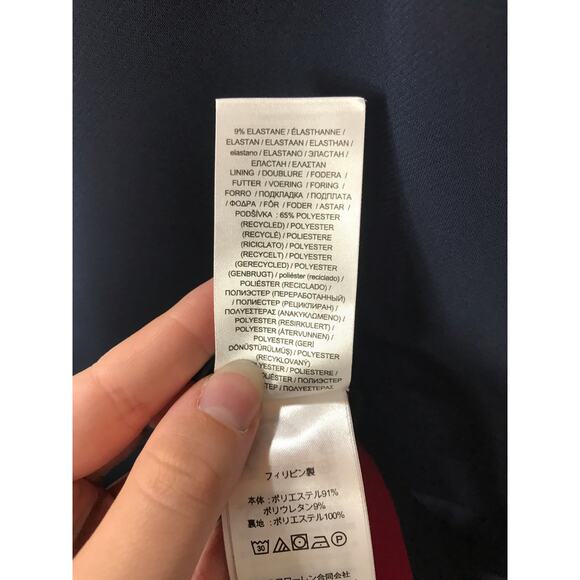 New Ralph Lauren Kusmae Two-Tone Button Trim Crepe Shift Dress Navy Red 2 - Picture 13 of 15